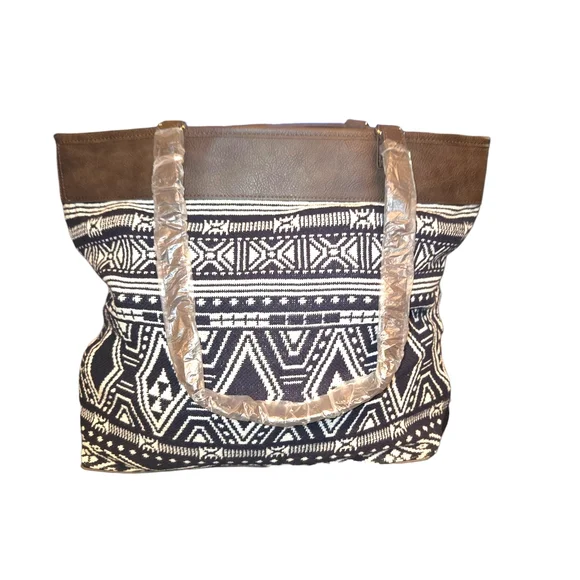 Thirty One Jewell‎ NWOT Black & White Rio Weave XL Reversible Tote 16"X14"X5" - Picture 8 of 14